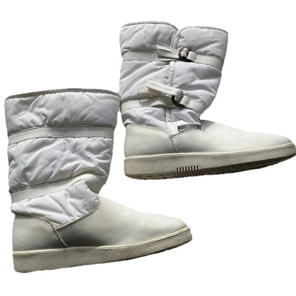 TECNICA Skandia White Fur Ski Boots Made Italy Women’s Size 6.5/ 37 EU